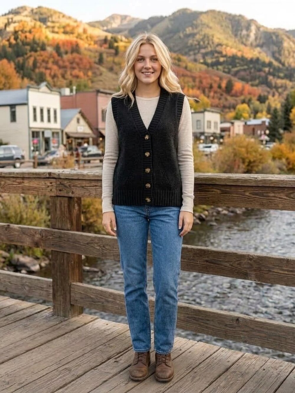 Tuckernuck Black Chunky Wool Blend Vest Size Large Academia
